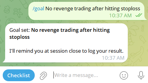Setting a goal with the /goal command.